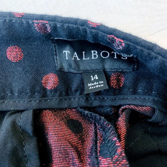 Talbots Womens Kick Crop Pants Holiday Dot Black Metallic Red Size 14 - Picture 9 of 12